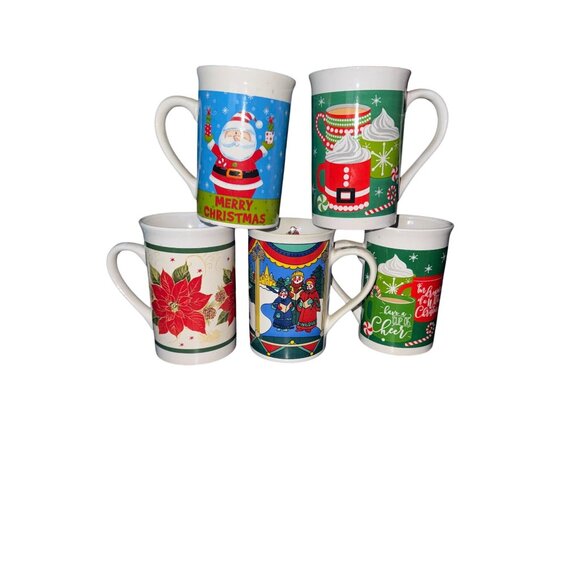 Set Of 5 Royal Norfolk Christmas Mugs - Picture 1 of 2